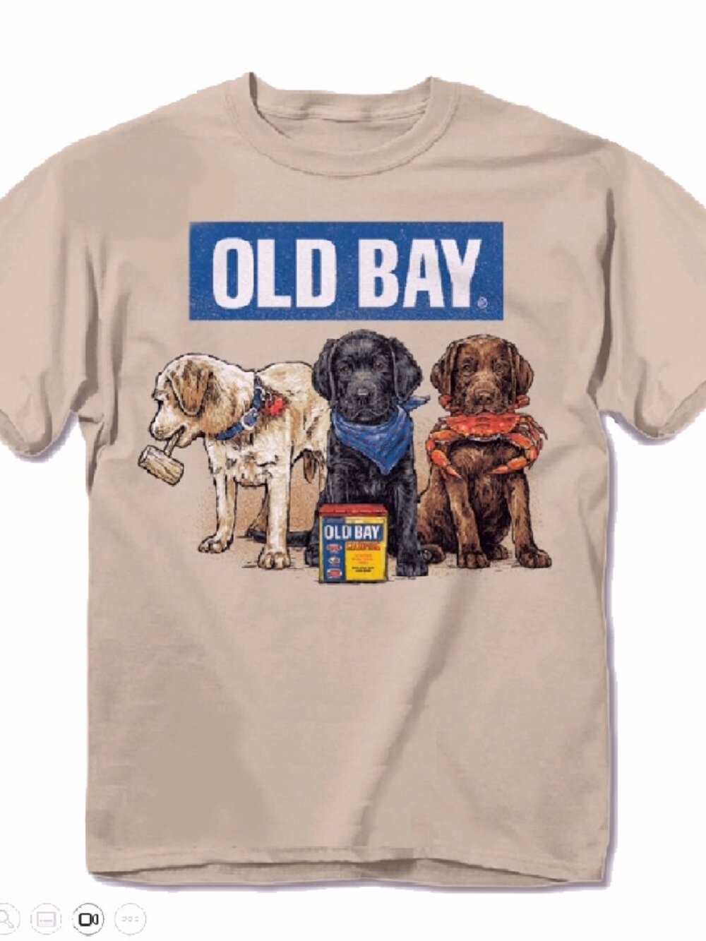 Old Bay Three Dogs Coming and Going Short Sleeve T-Shirt - NEW Fast Ship